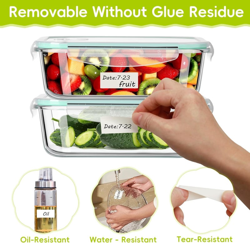 TRYXN 1200 Blank Removable Freezer Labels Water Oil Resistant with Perforation Line for Easy Distribution and Use,Apply Food containers Jars,and Kitchen Pantry Organization (1 "x 2") - Image 2